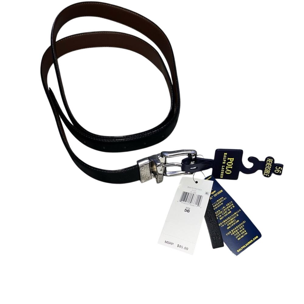 Polo Ralph Lauren Reversible Leather Belt 63375 Black Size 56/140 BNWT $85